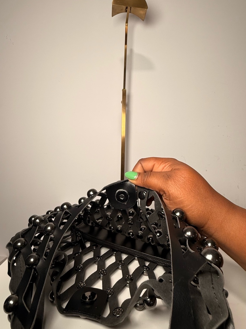 Zara Black Studded Mesh Hobo Bag - Picture 3 of 4